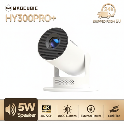 Magcubic HY300 Pro+ 4K Android 11 Portable Projector 8000 Lumens WiFi 6 BT5.4 Outdoor Theater 5W HiFi Speaker 720P HD Supported