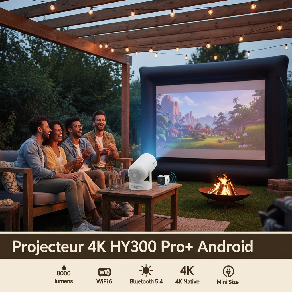 Magcubic HY300 Pro+ 4K Android 11 Portable Projector 8000 Lumens WiFi 6 BT5.4 Outdoor Theater 5W HiFi Speaker 720P HD Supported